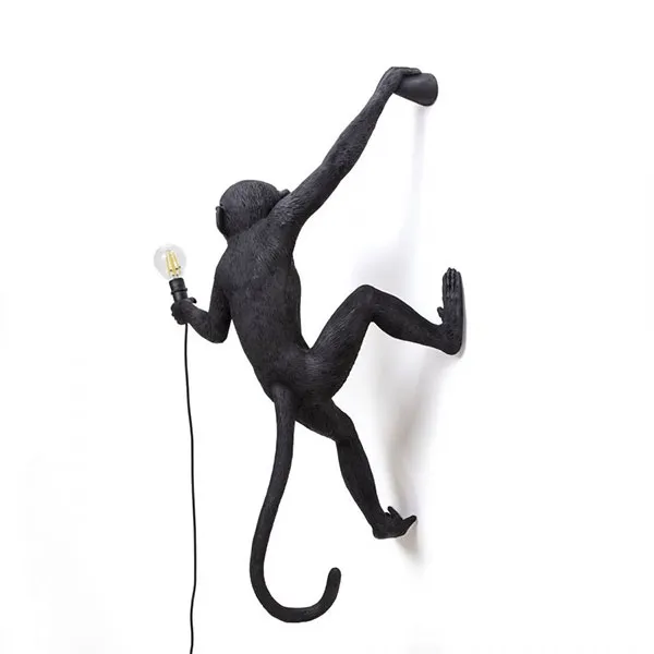Monkey Hanging Right Wall Lamp Black Outdoor