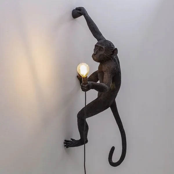 Monkey Hanging Right Wall Lamp Black Outdoor
