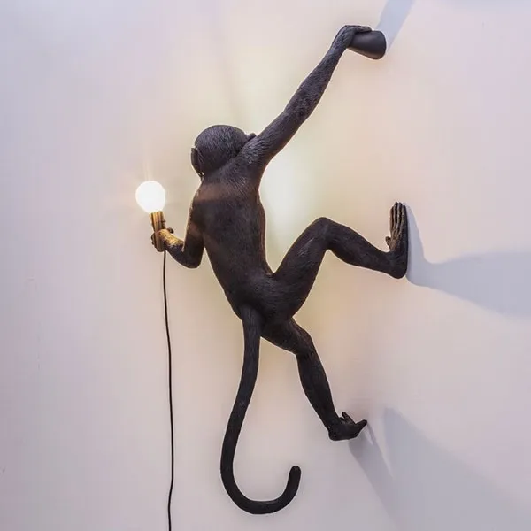 Monkey Hanging Right Wall Lamp Black Outdoor