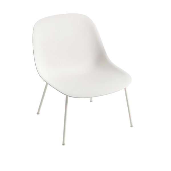Poltrona in Fibra con Base in Tubo Bianco Naturale/Bianco