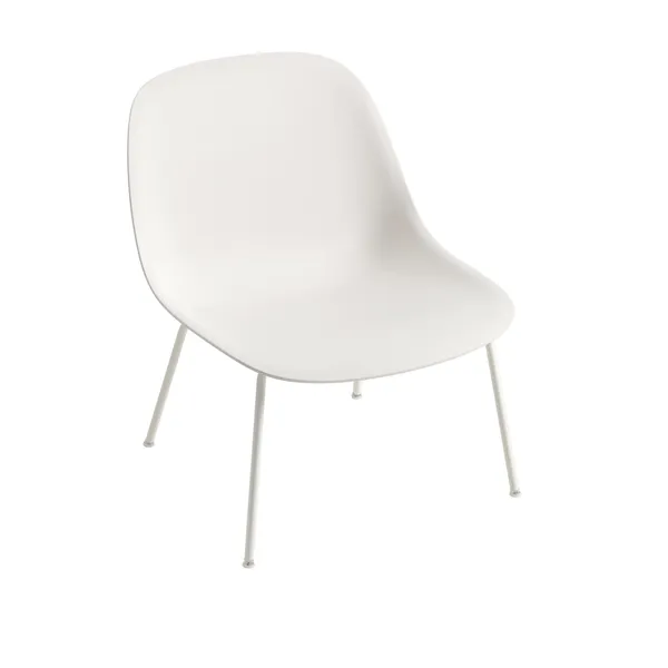 Fiber Armchair w. Tube Base Natural White/ White