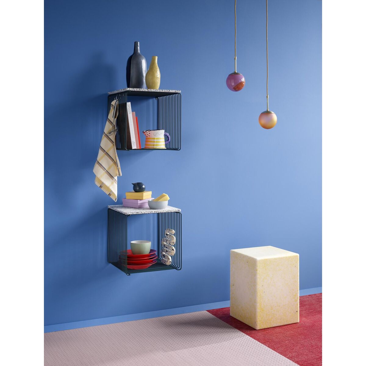 Panton Drahtregal, Einzelablage 05 – Schwarz, 34,8 cm x 34,8 cm