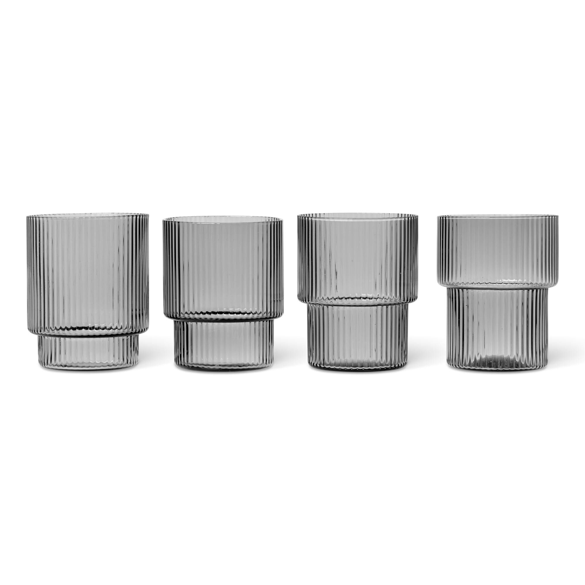 Ensemble de 4 Verres Ondulés Fumés
