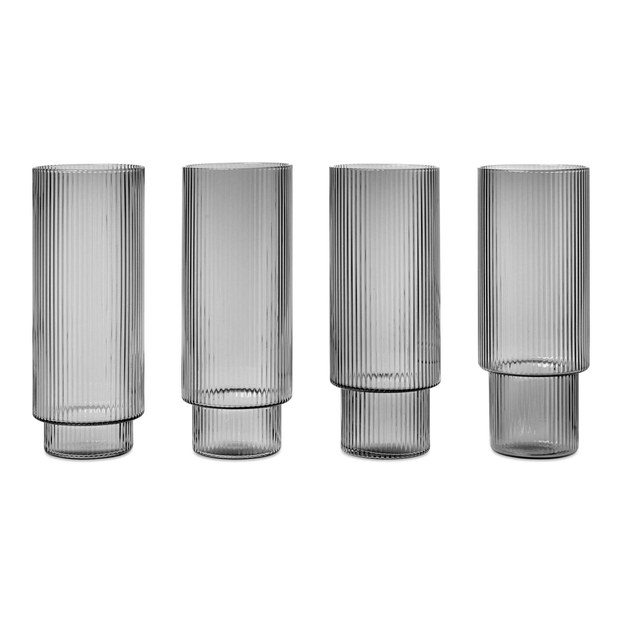 Ripple Long Drinking Glass Set de 4 Fumé