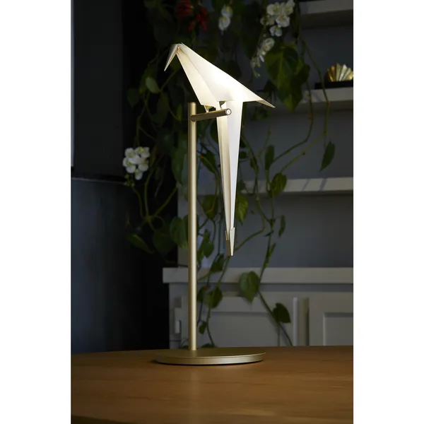 Perch Light Tafellamp Messing/ Wit