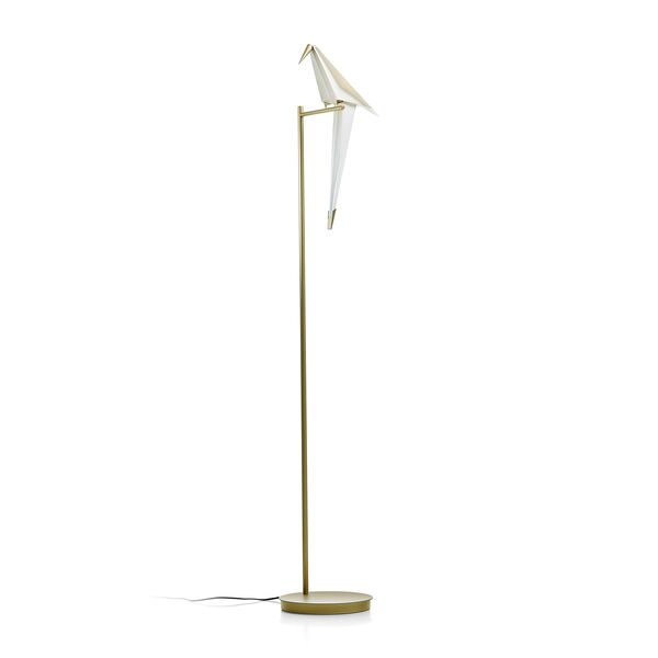 Perch Light Stehlampe Messing/ Weiß