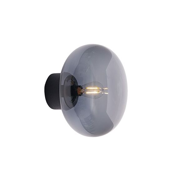 Karl-Johan V&auml;gglampa &Oslash;23 R&ouml;kf&auml;rgat Glas & Svartlackerad Ek