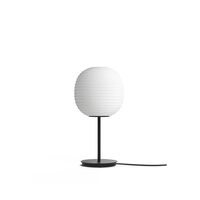 Lantern Table Lamp with Black Stem & Frosted White Opal Glas Small