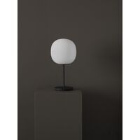 Lantern Table Lamp with Black Stem & Frosted White Opal Glas Small