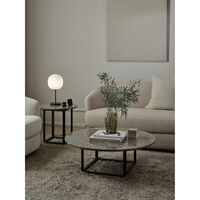 Lantern Table Lamp with Black Stem & Frosted White Opal Glas Small