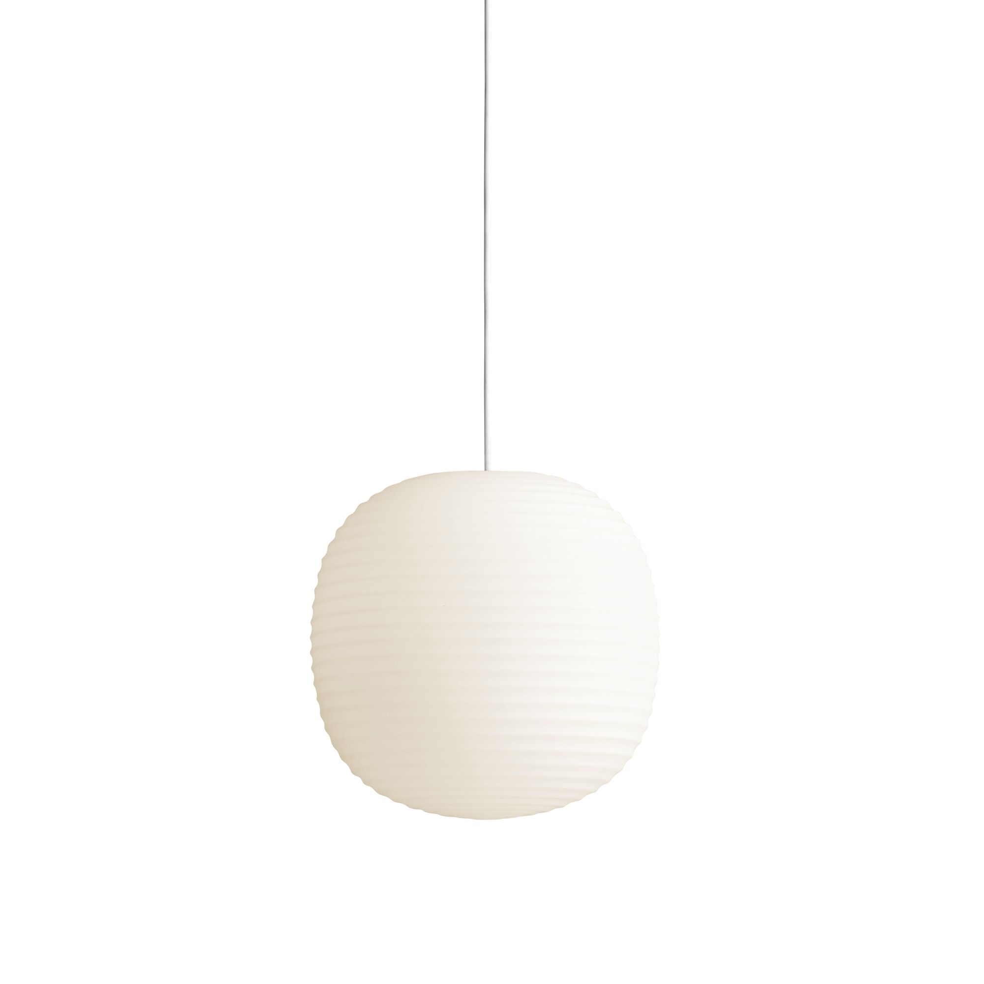 Suspension Lantern en Verre Blanc Opale Givré, Taille Moyenne