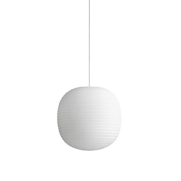 Lantern Pendant in Frosted White Opal Glass Medium