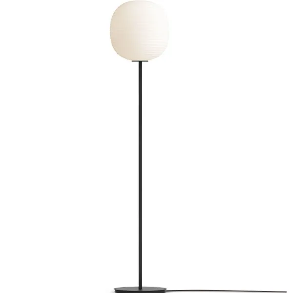 Lampada da Terra A Lantern M. Base Nero e Vetro Opale Bianco