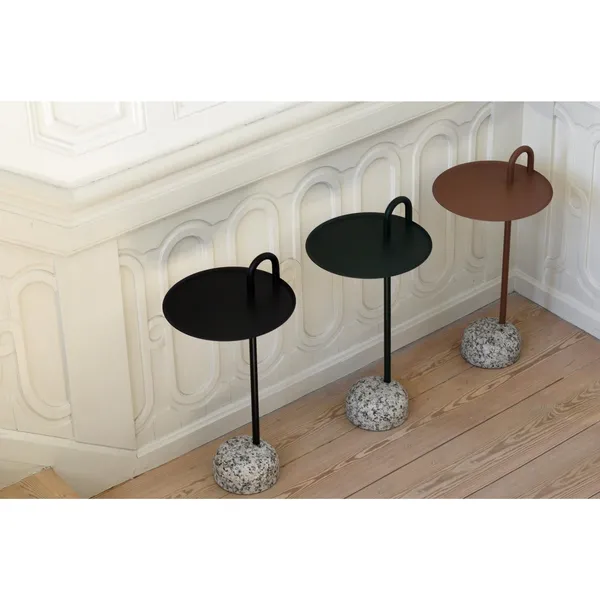 Bowler Side Table Granite/ Black