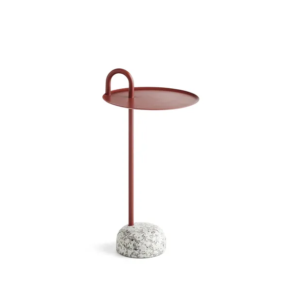 Bowler Side Table Granite/Tile Red