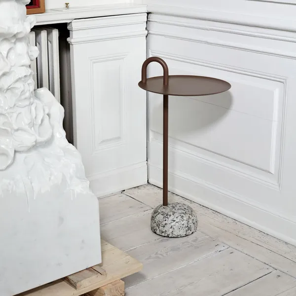 Bowler Side Table Granite/Tile Red