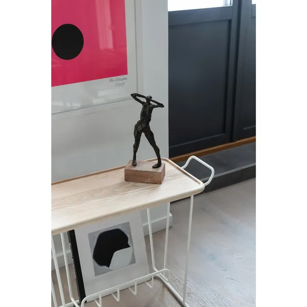 Minnie Mae Wood Side Table White/ Ash