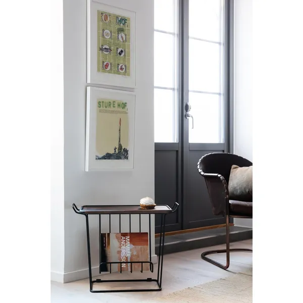 Minnie Mae Wood Side Table Black/ Ash