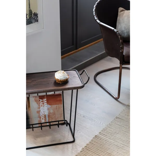 Minnie Mae Wood Side Table Black/ Ash