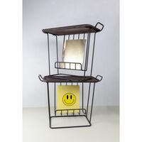 Minnie Mae Wood Side Table Black/ Ash