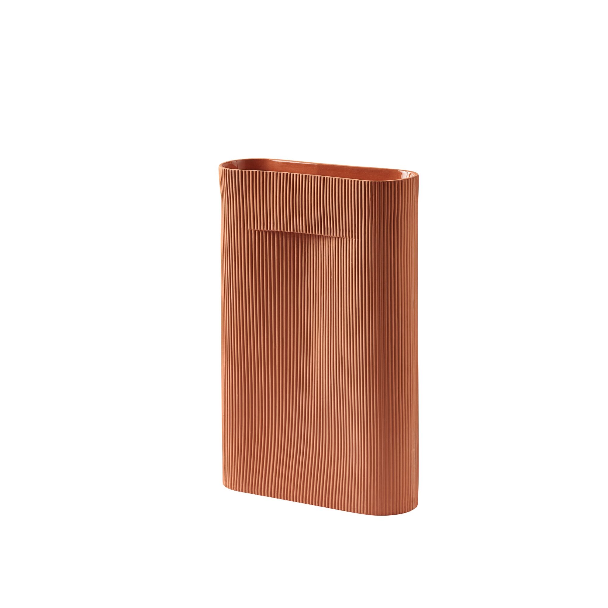 Ridge Vase H48.5 Terracotta