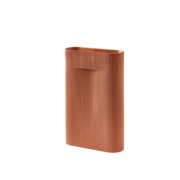 Ridge Vase H48.5 Terracotta