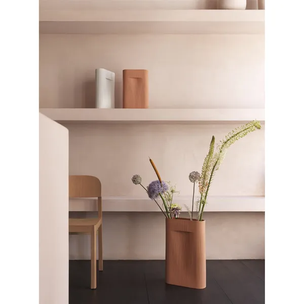 Ridge Vase H48.5 Terracotta