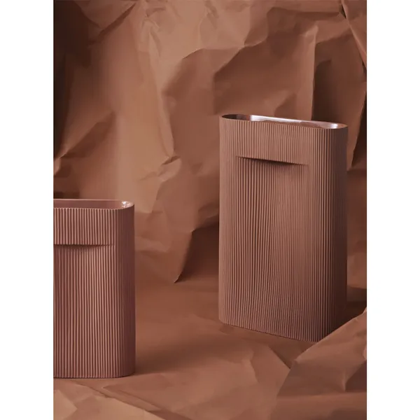 Ridge Vase H48.5 Terracotta