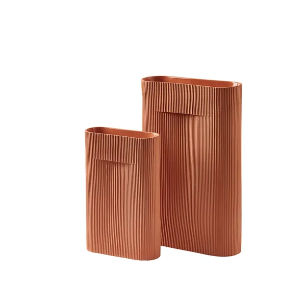Ridge Vase H48.5 Terracotta