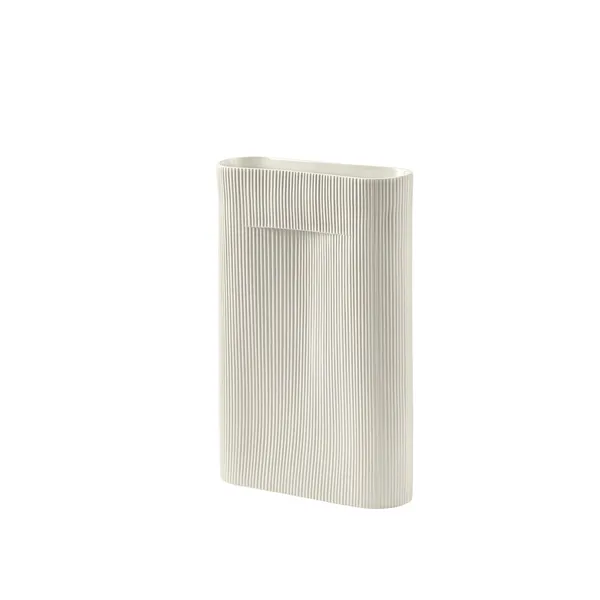 Ridge Vase H48.5 Off White