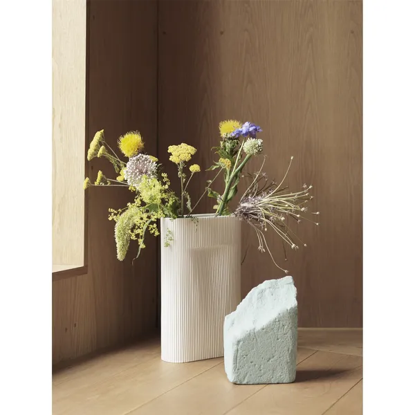 Ridge Vase H48.5 Off White
