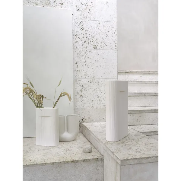 Ridge Vase H48.5 Off White
