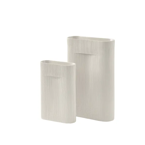 Ridge Vase H35 Off White
