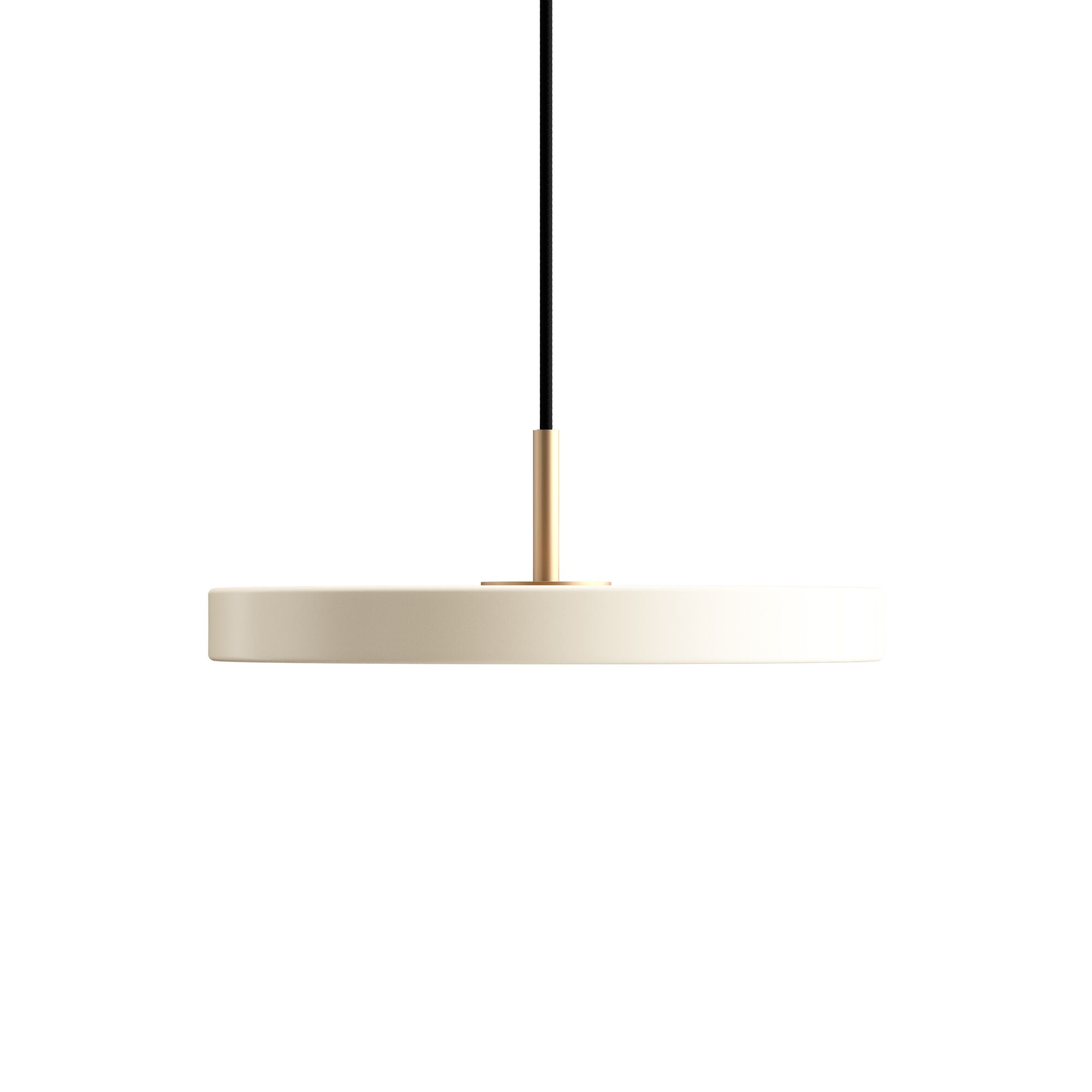 Mini Suspension Asteria, Blanc Perle avec Dessus en Laiton