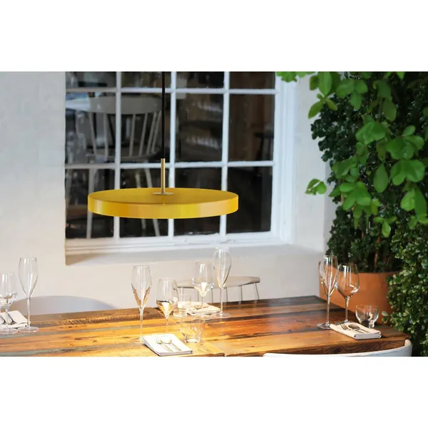 Asteria Mini Pendelleuchte Gelb mit Messing