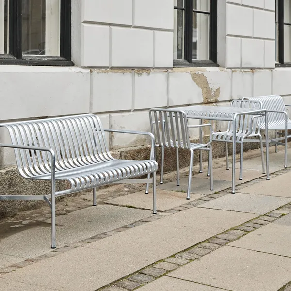 Palissade Dining Bench with Armrests Hot-dip Galvanized Steel
