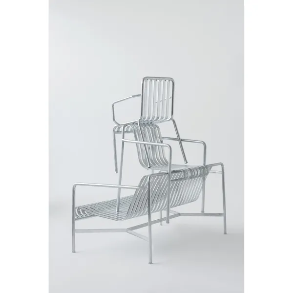 Palissade Dining Bench with Armrests Hot-dip Galvanized Steel