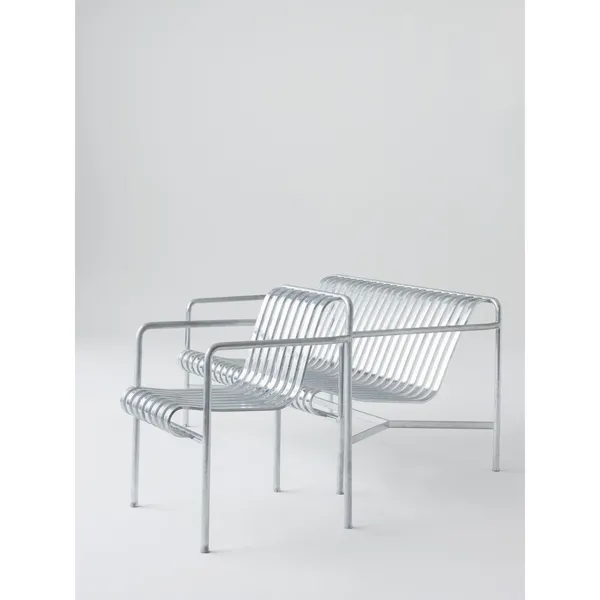 Palissade Dining Bench with Armrests Hot-dip Galvanized Steel