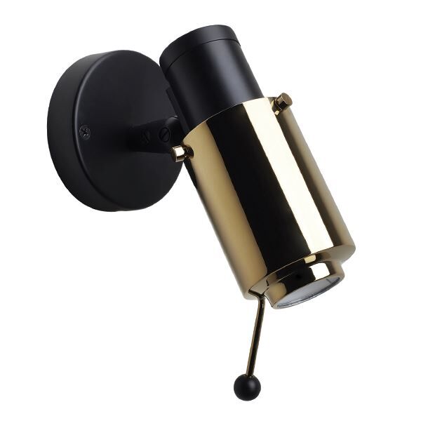 Spot V&auml;gglampa Svart & Guld