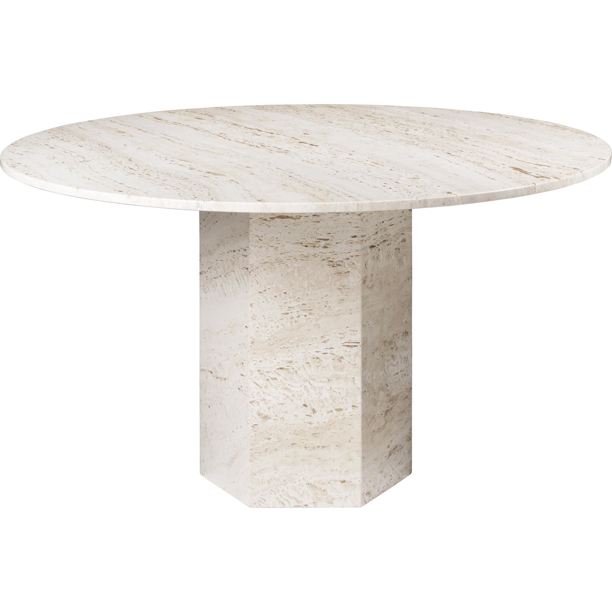 Table de Salle à Manger Epic Ø130 Blanc/Travertin