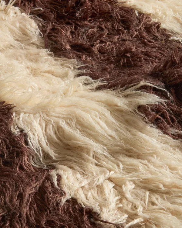 Shaggy Stripe Gulvtæppe 250x350 Brun/Hvid