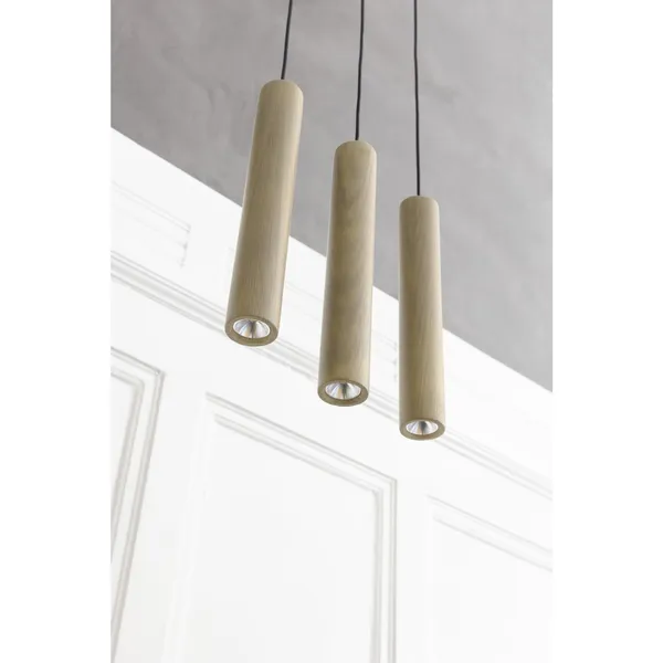 Chimes 3 Cluster Pendant Oak