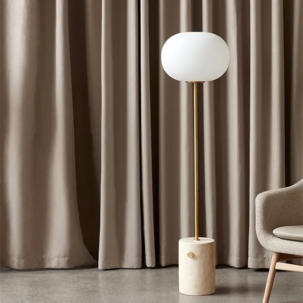 JWDA Floor Lamp Travertine Marble & Brass