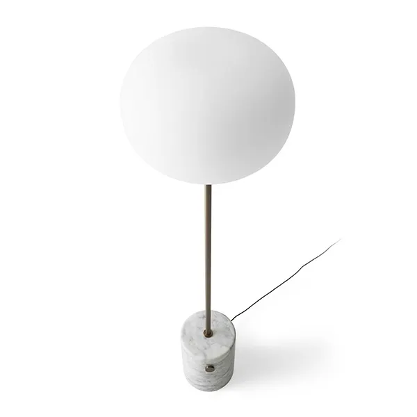 JWDA Stehlampe Weiß Marmor & Brüniertes Messing