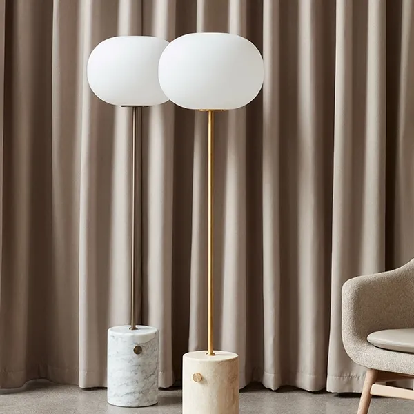 JWDA Stehlampe Weiß Marmor & Brüniertes Messing