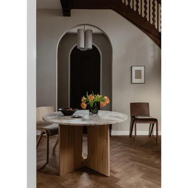 Androgyne Dining Table Ø120 cm Oak/Kunis Breccia Sand