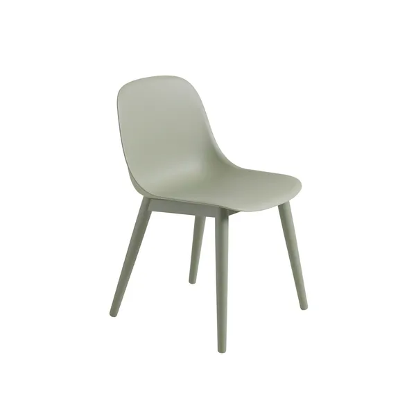 Fiber Dining Chair w. Wood Base Dusty Green