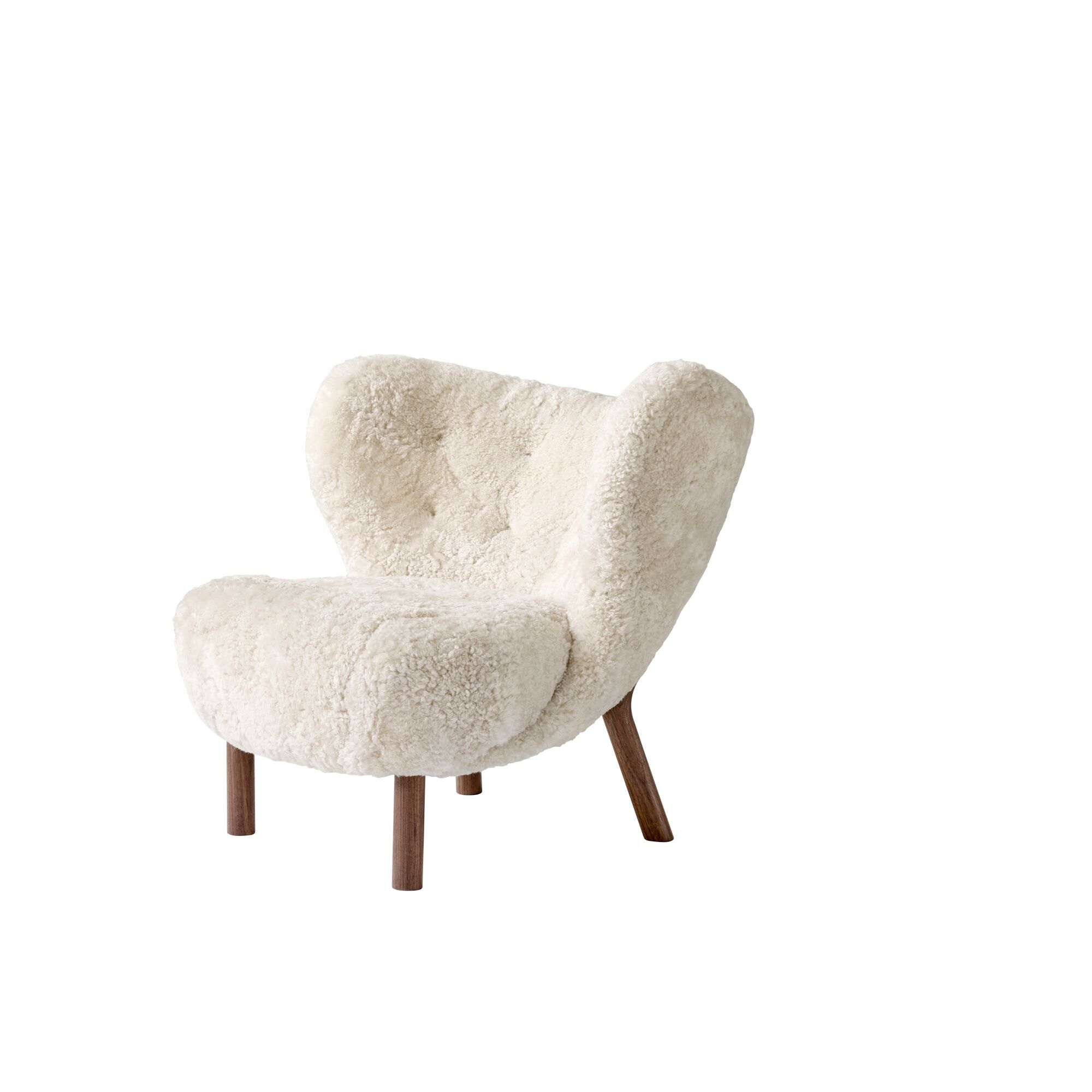 Fauteuil Little Petra VB1 en Peau de Mouton Clair de Lune/ Noyer