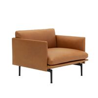 Outline Fauteuil Leer Gestoffeerd Cognac/Zwart Lampenvoet