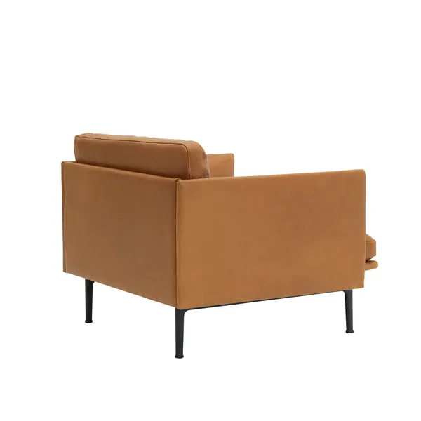Outline Armchair Leather Upholstered Cognac/Black Base